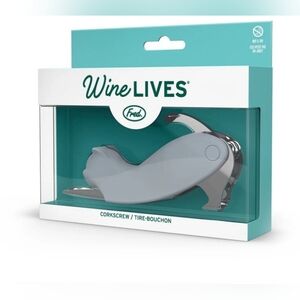 New! Wine Lives Cat Corkscrew Gray Bottle Opener Bar Man Cave